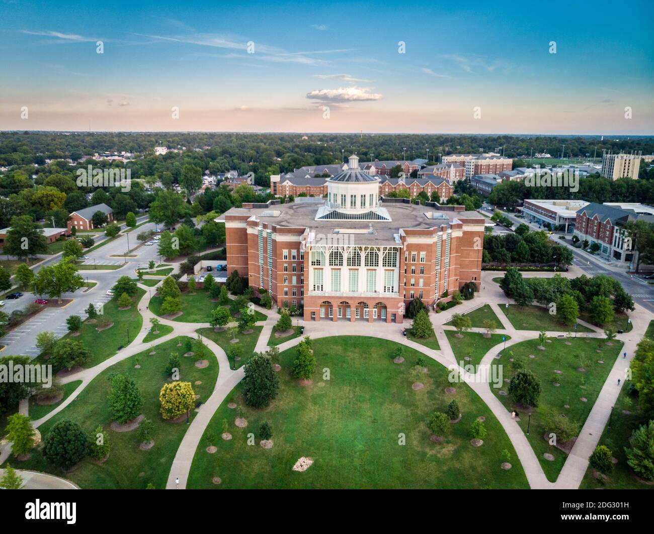 Lexington, Kentucky, August 9, 2020: Aerial  view of the William T. Young Library at the University of Kentucky in Lexington, Kentucky Stock Photo