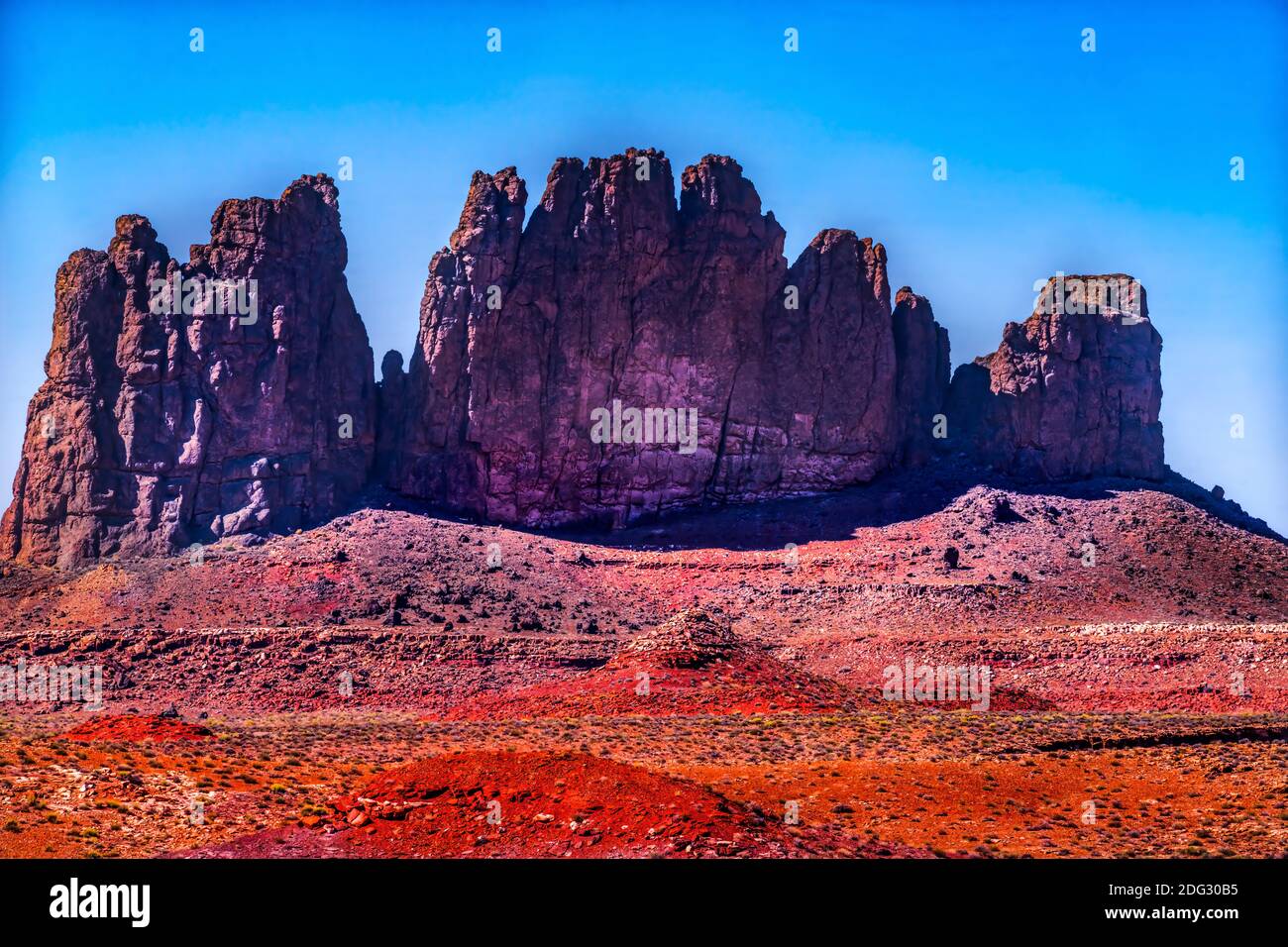 Colorful Red Orange Rock Formation Canyon Cliff Desert Monument Valley Utah. Stock Photo