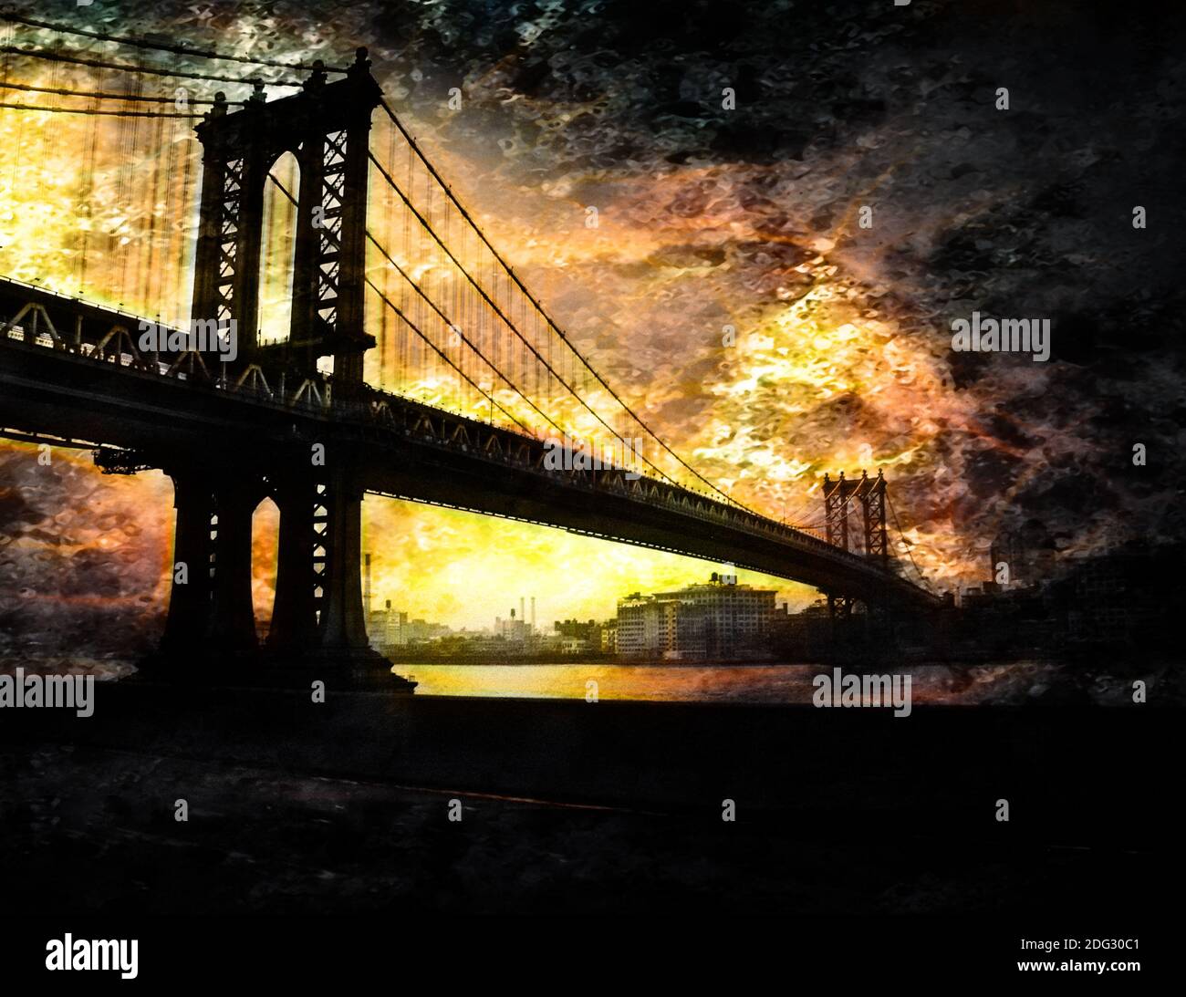 Manhattan Bridge New York City. 3D rendering Stock Photo Alamy