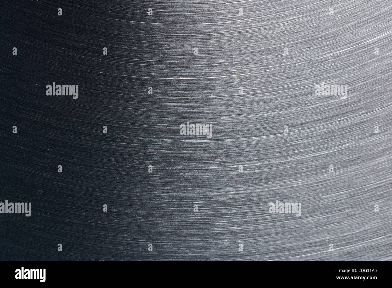 Clean grey brushed metal surface macro close up view Stock Photo