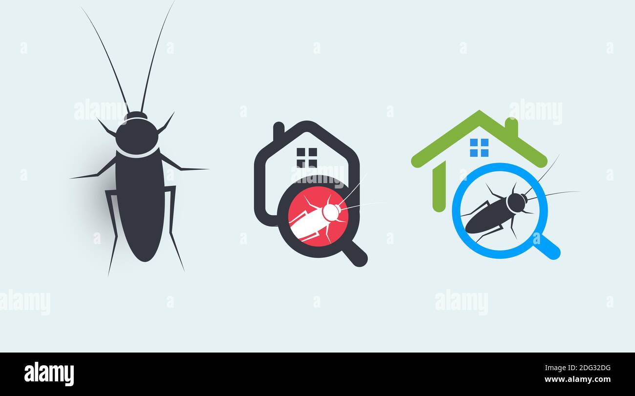 Pest control service logo concept set. House protection from insects