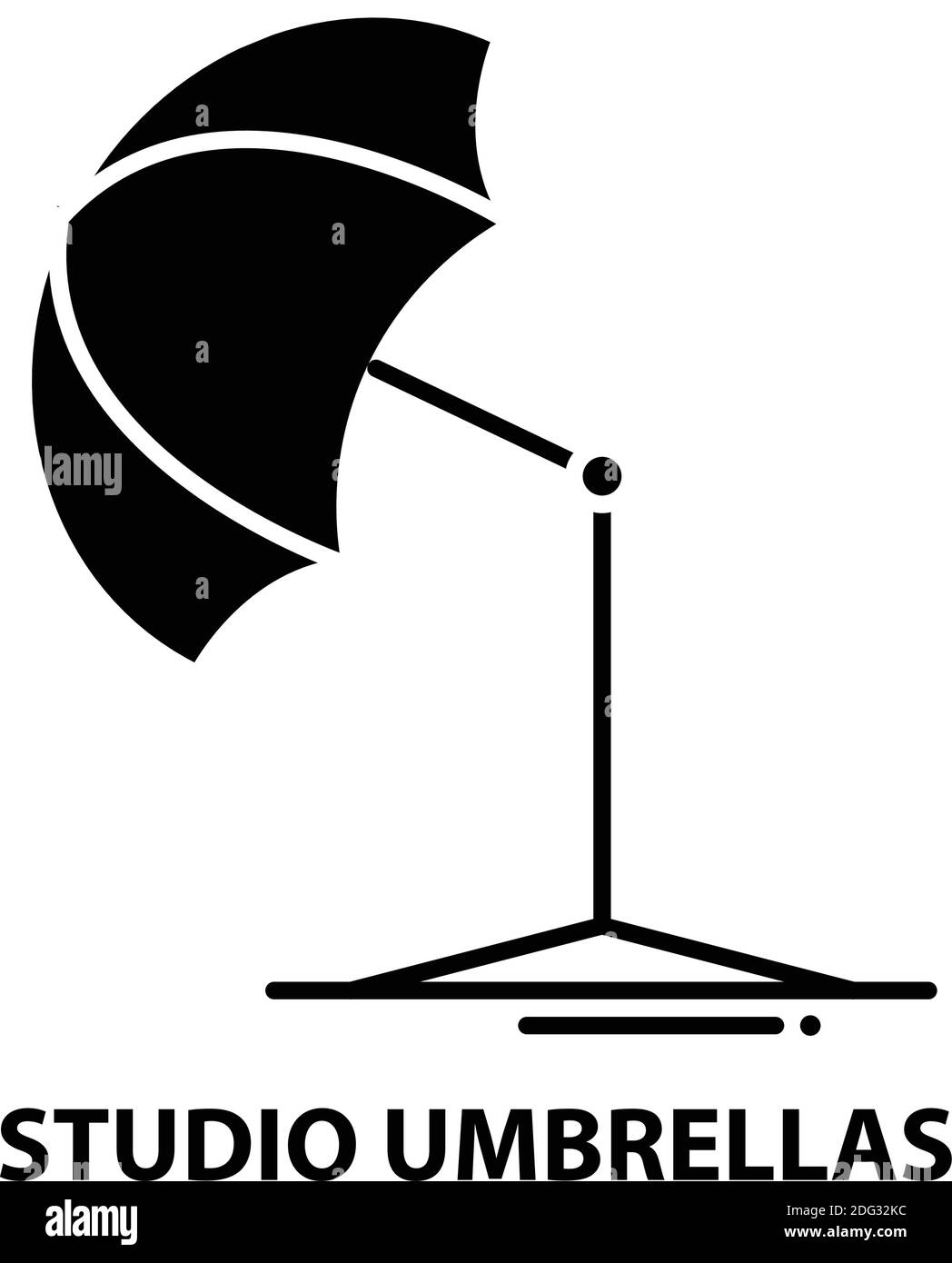 studio umbrellas icon, black vector sign with editable strokes, concept illustration Stock Vector