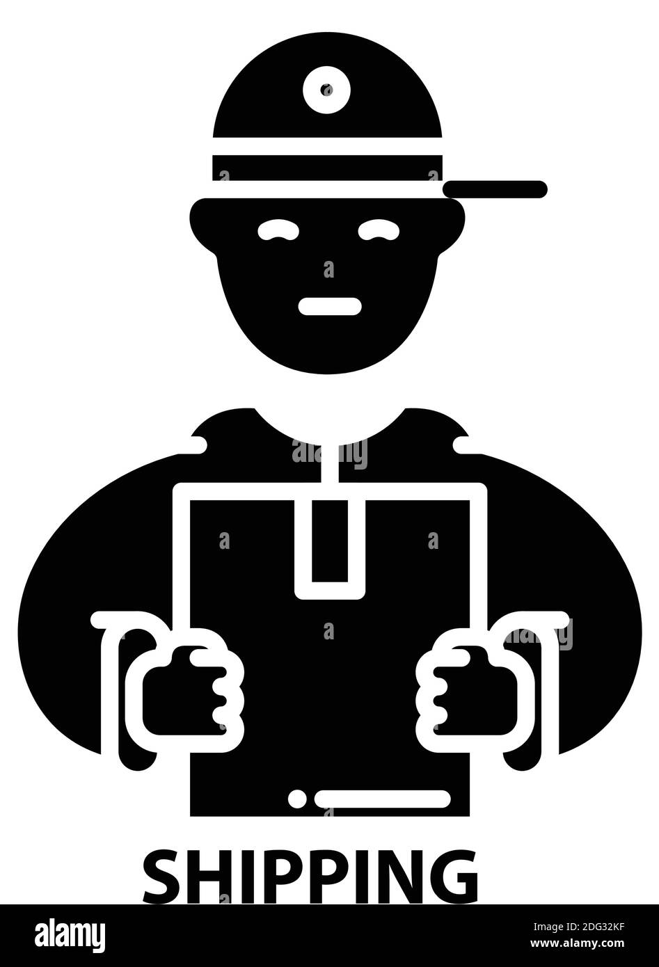 shipping icon, black vector sign with editable strokes, concept illustration Stock Vector