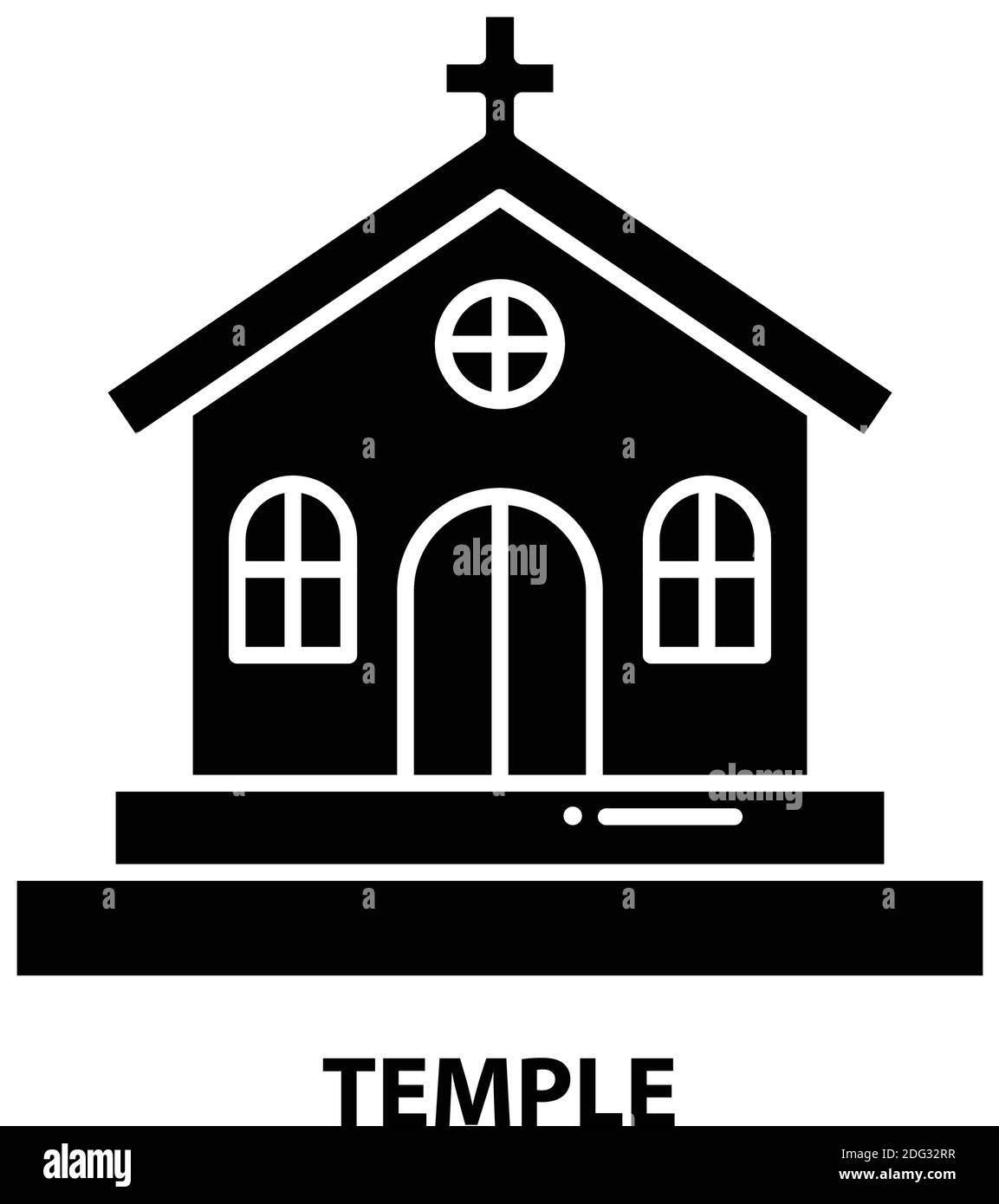 temple icon, black vector sign with editable strokes, concept illustration Stock Vector