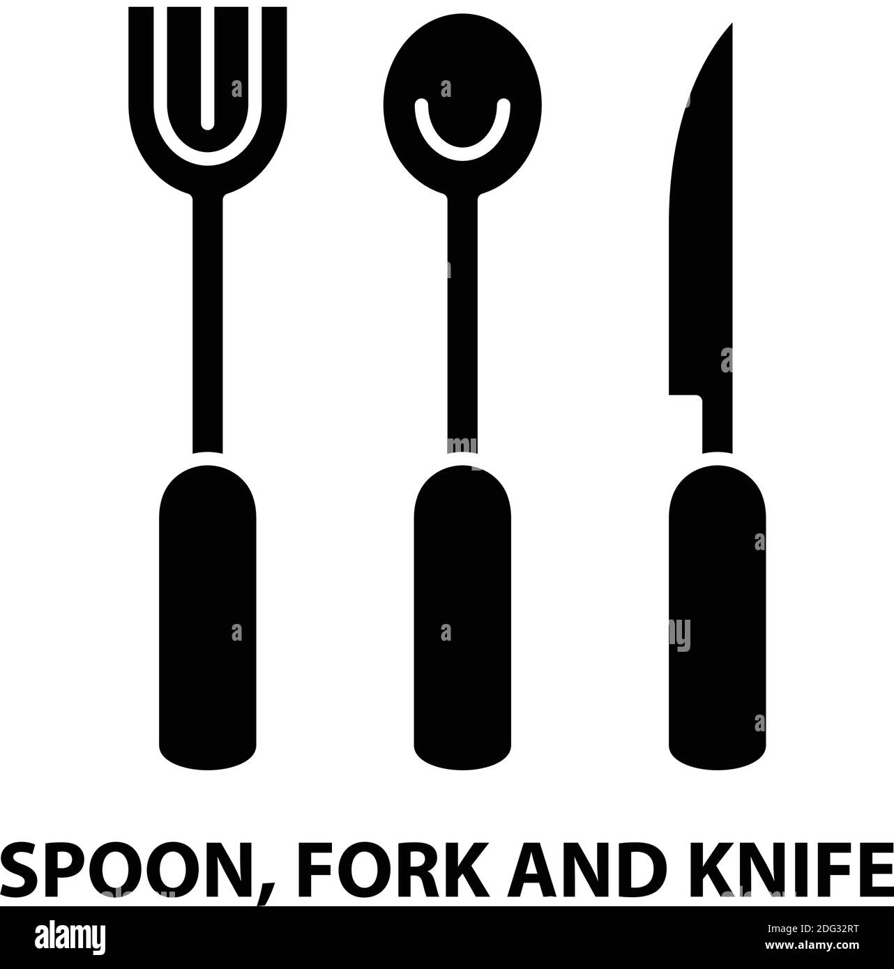 kitchen spoon fork and knife icon, black vector sign with editable strokes, concept illustration