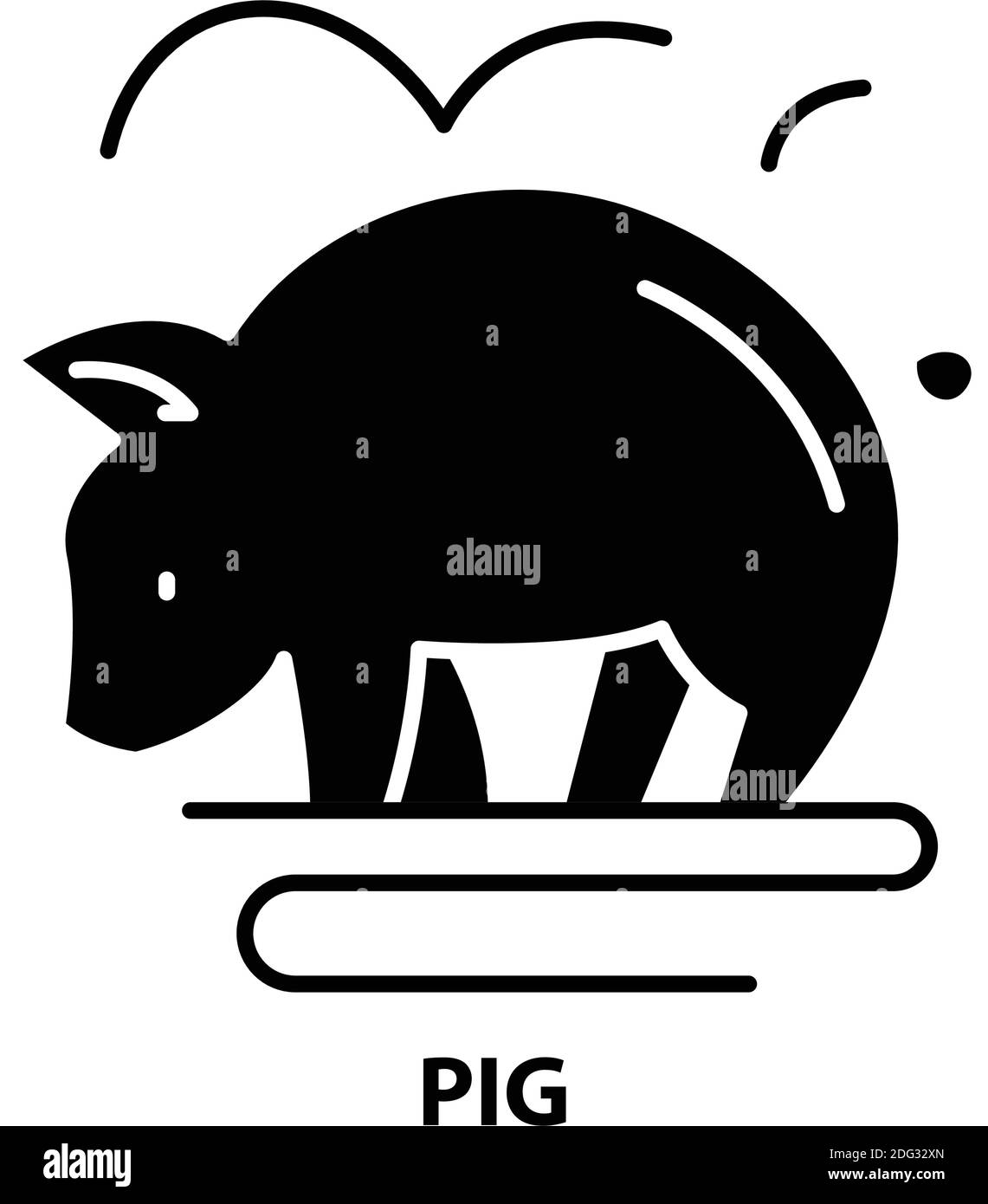 pig icon, black vector sign with editable strokes, concept illustration Stock Vector