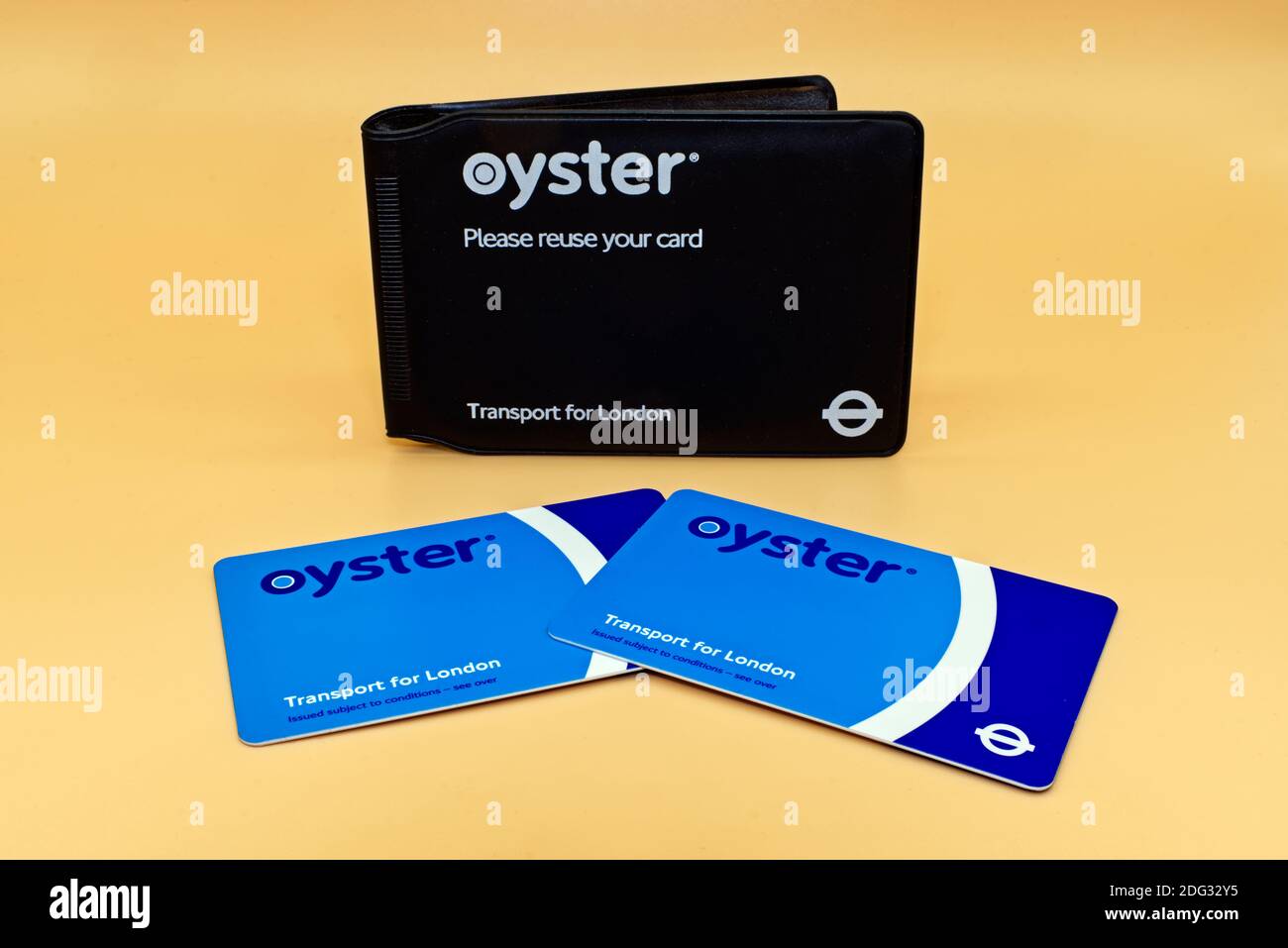 London Oyster card isolated over orange background. Transport for