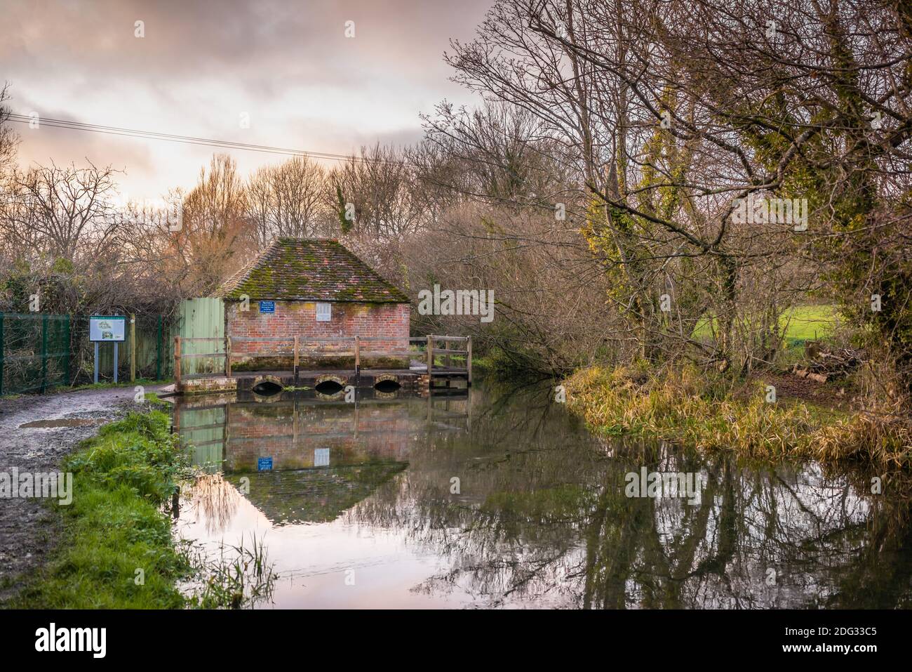 The Eel House at the Alre River along the Alre Valley Trail in the countryside surrounding New Alresford, Hampshire, England, UK Stock Photo