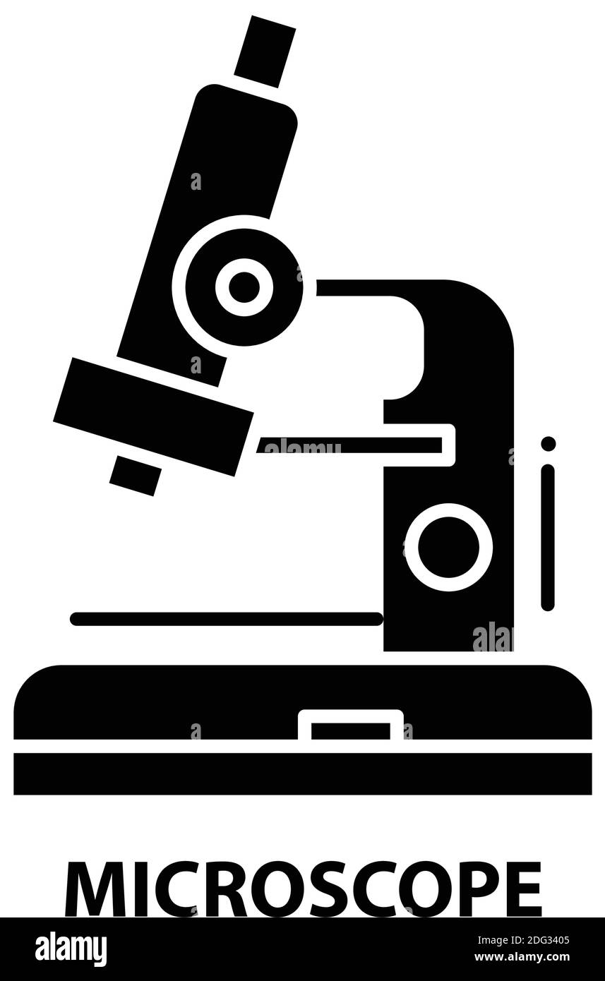 microscope icon, black vector sign with editable strokes, concept illustration Stock Vector