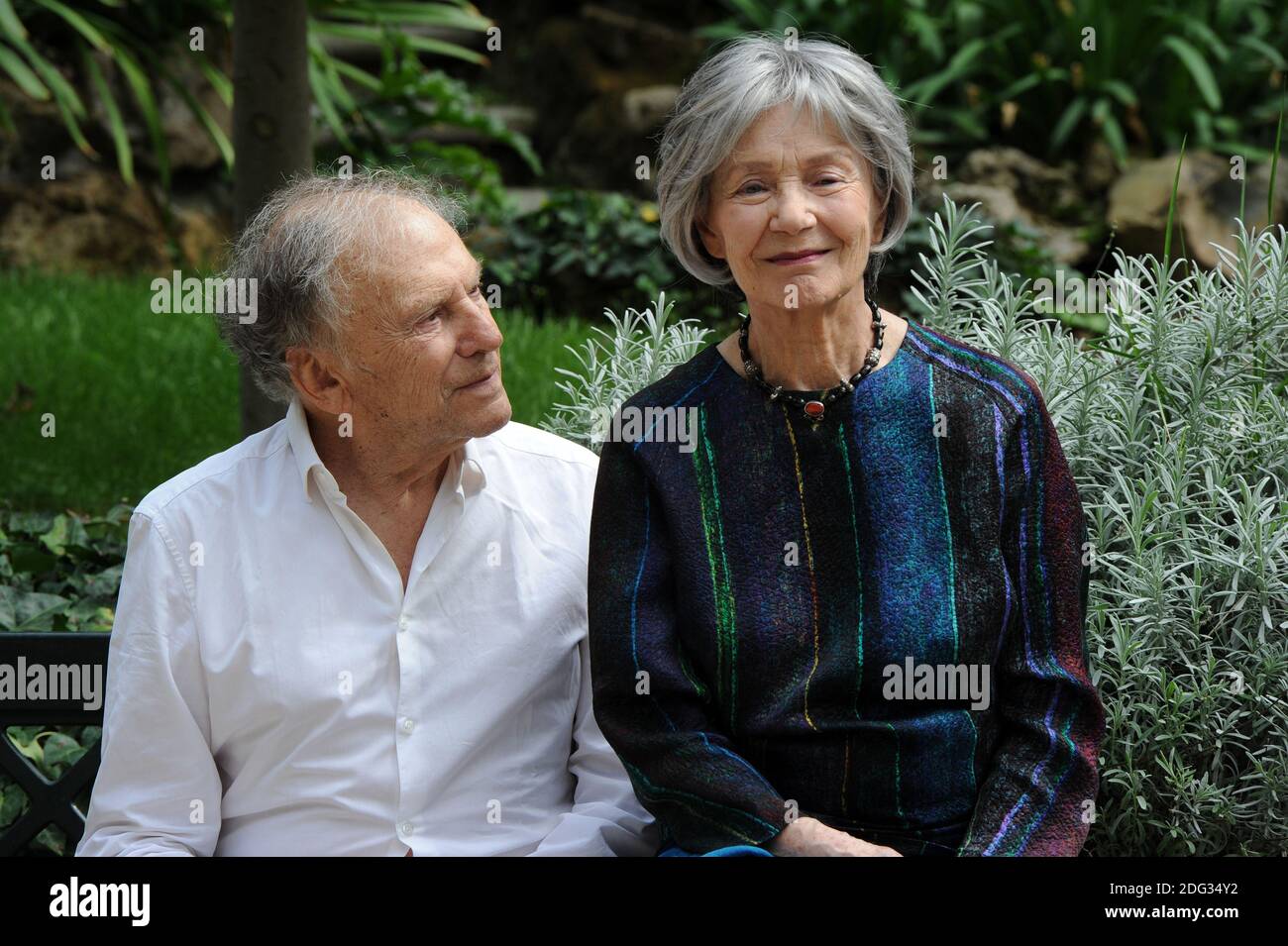 File photo - French actor Jean-Louis Trintignant and French actress  Emmanuelle Riva pose during a photocall for the presentation of the film ' Amour' on October 9, 2012 in Rome, Italy. This movie