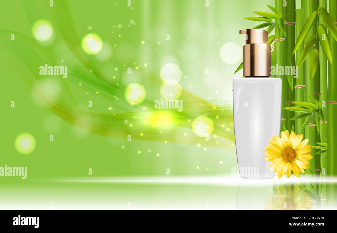 Design Cosmetics Skin Toner Product Bottle with Flowers Chamomile Template  for Ads, Announcement Sale, Promotion New Product or Magazine Background. 3  Stock Photo - Alamy