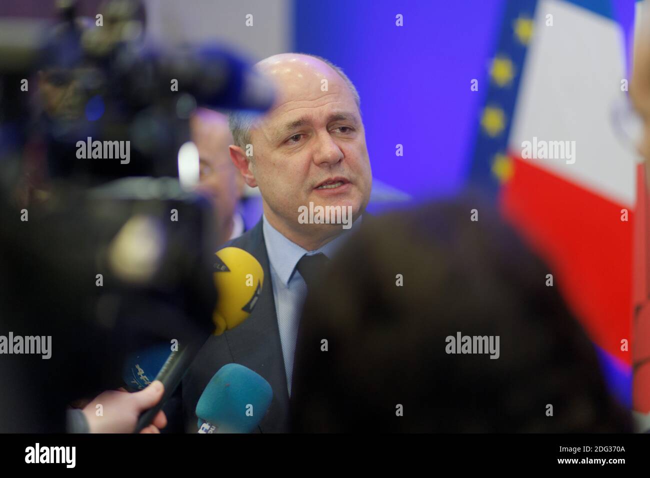 Interior Minister Bruno Le Roux during a ceremony to address New Year ...