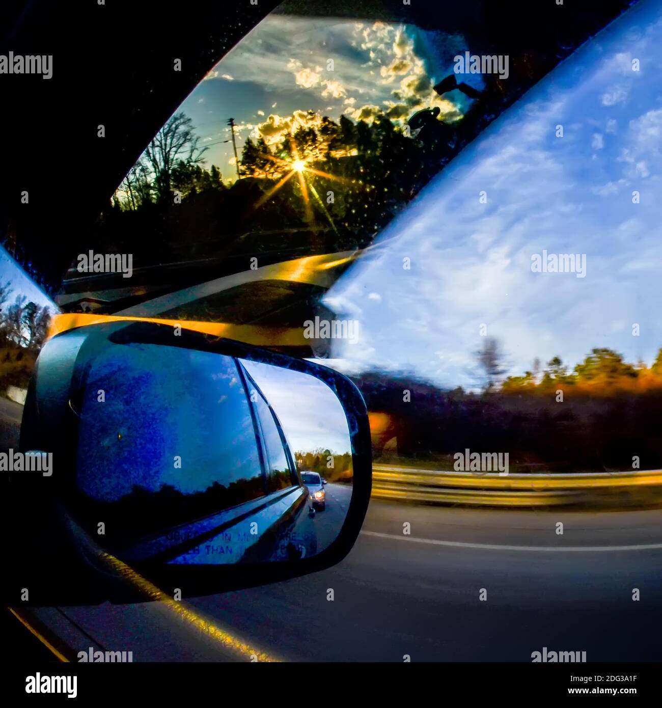Driving in car on highway,with blurry vision Stock Photo Alamy