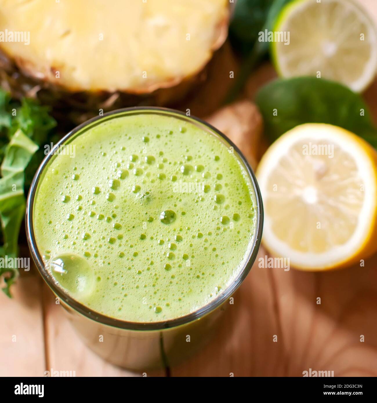 Healthy green detox juice Stock Photo