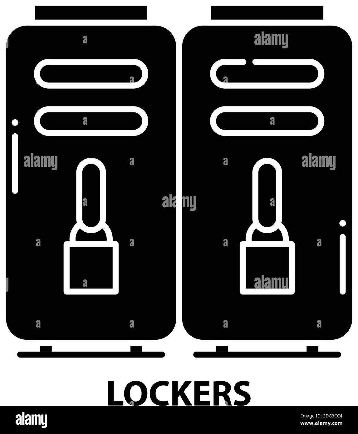 lockers icon, black vector sign with editable strokes, concept illustration Stock Vector