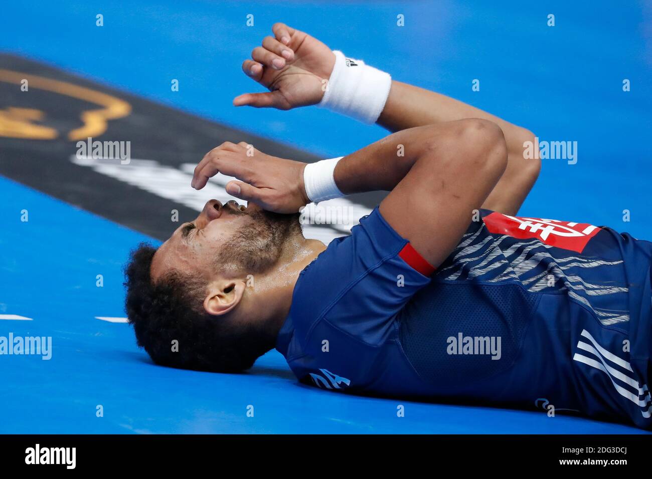 France's Adrien Dipanda during Group A First Round game of the 2017 Handball World Championship France vs Brazil in AccorHotels Arena, Paris, France, on January 11th, 2017. France won 31-16. Photo by Henri Szwarc/ABACAPRESS.COM Stock Photo