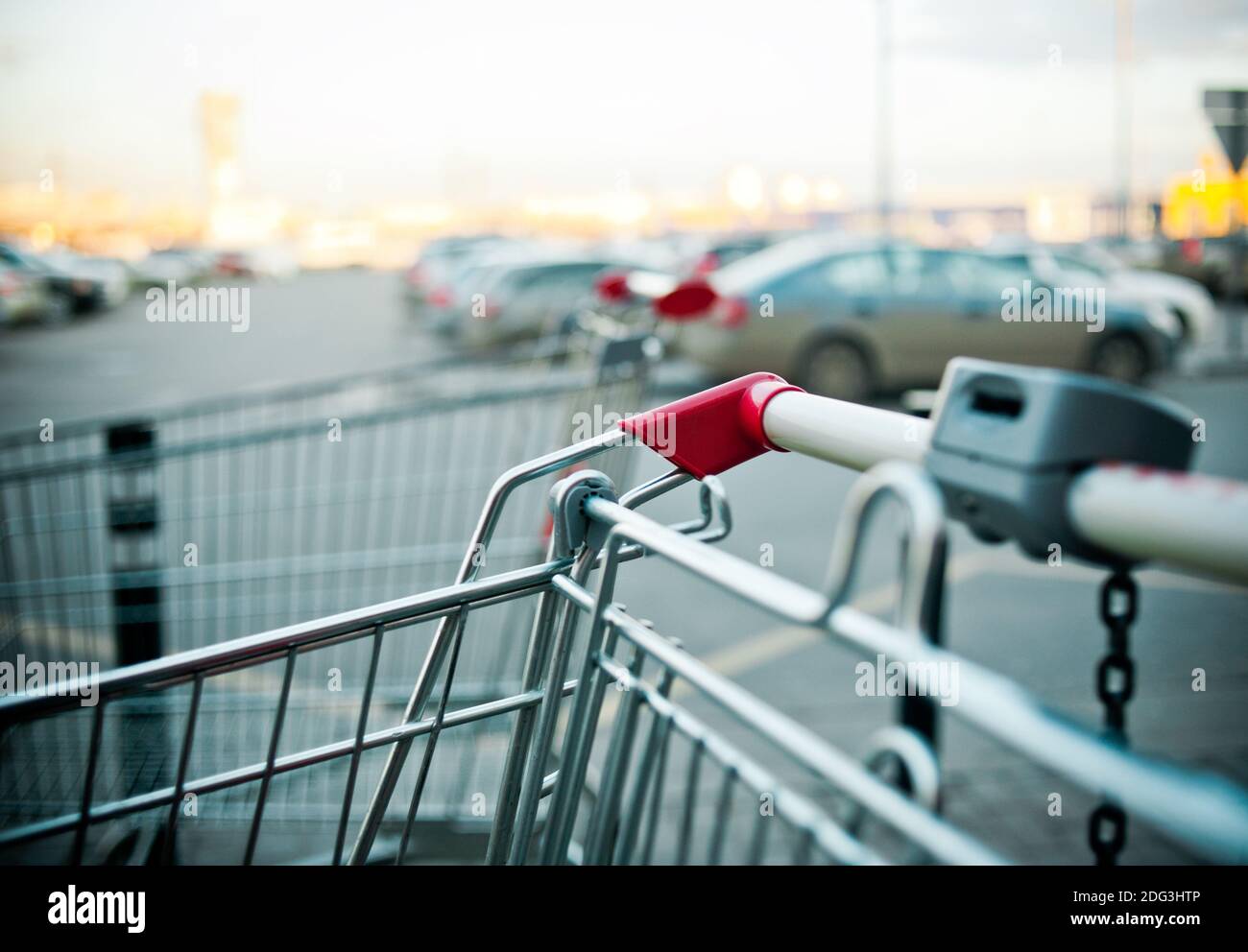 shopping carts near the shopping mall parking outddors Stock Photo