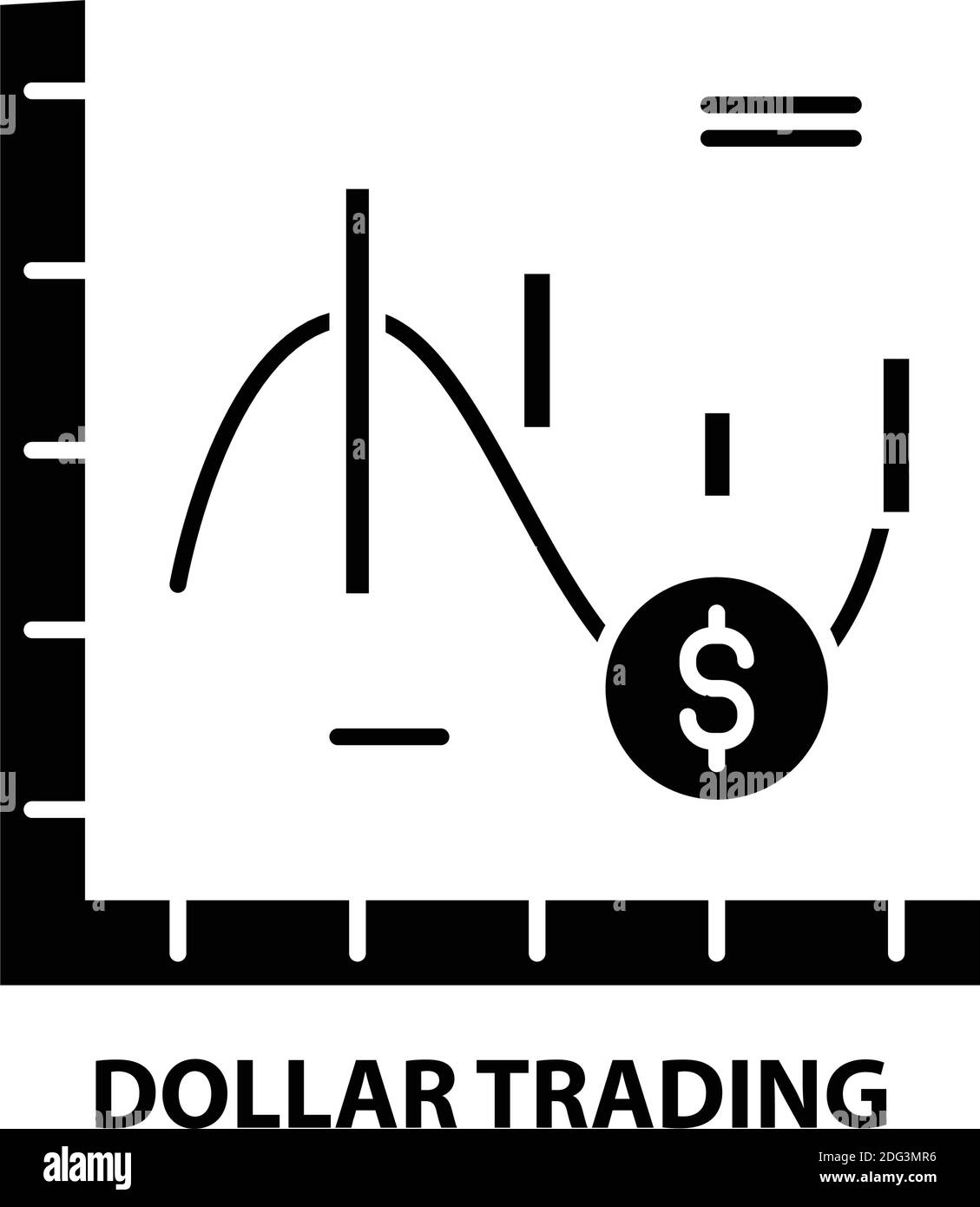 dollar trading icon, black vector sign with editable strokes, concept
