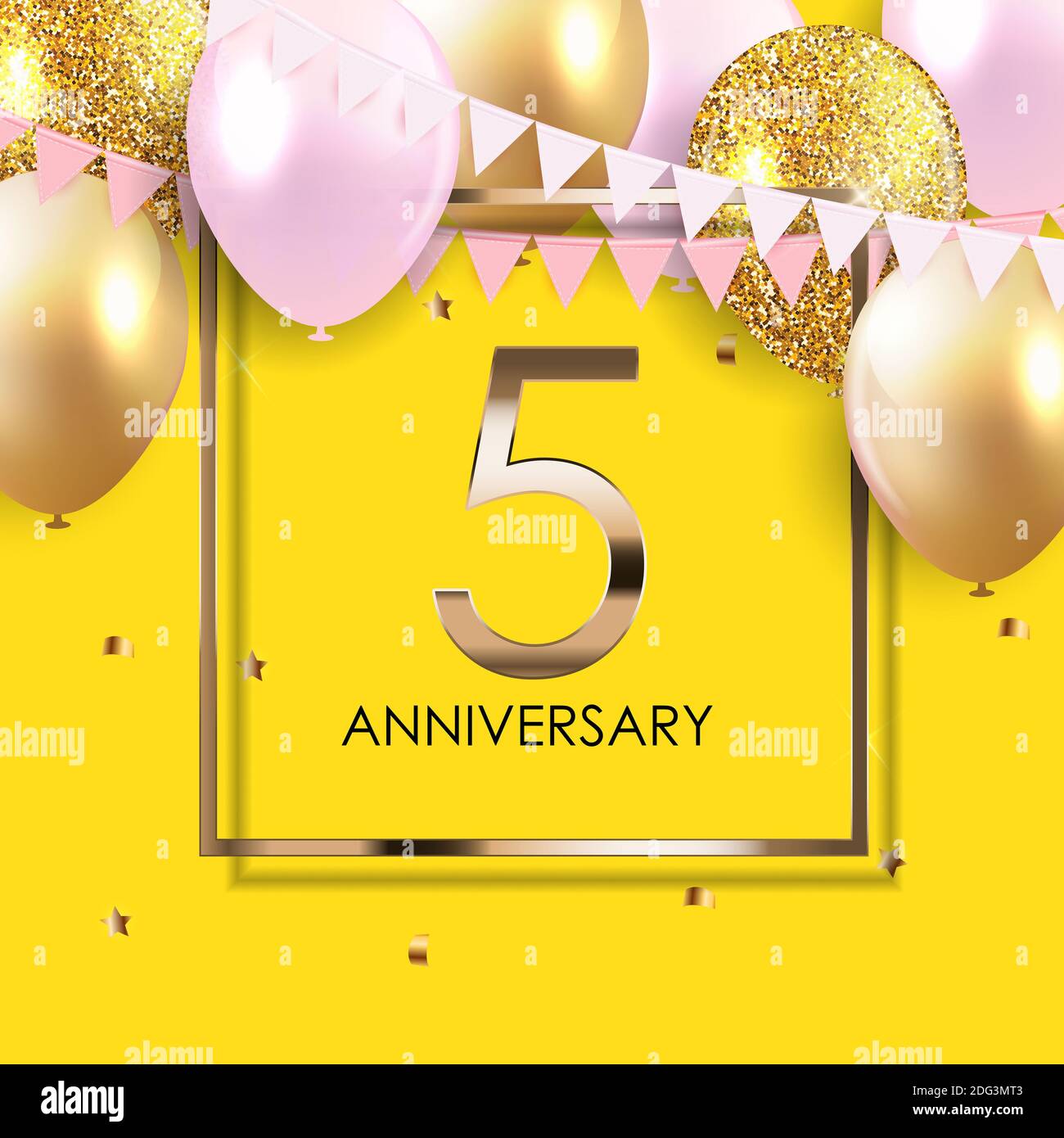 Template 5 Years Anniversary Background with Balloons Illustration ...