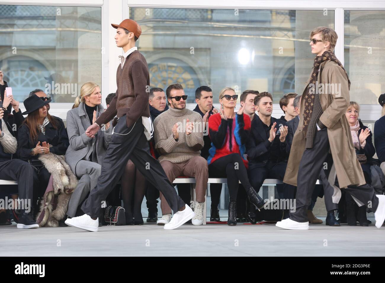 Delphine Arnault, David Beckham, Kate moss and Xavier Dolan attending the  Louis Vuitton Men Menswear Fall/Winter 2017-2018 show as part of Paris  fashion week in Paris, France on January 19, 2017. Photo