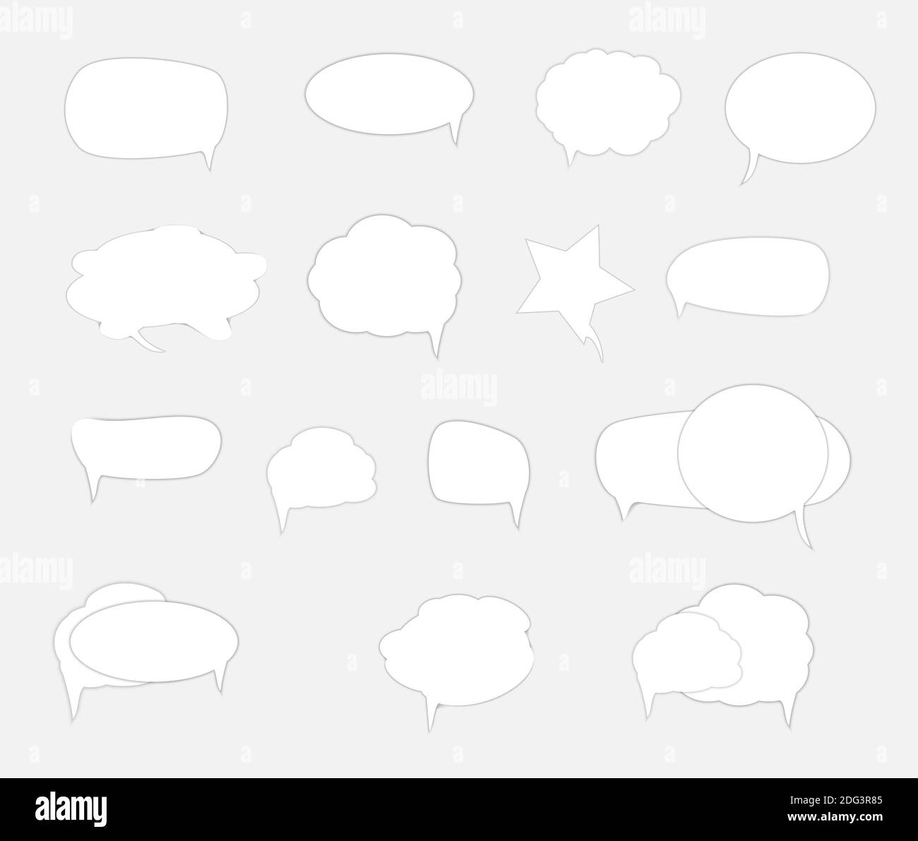 White blank retro speech bubbles set on white background. Illustration ...