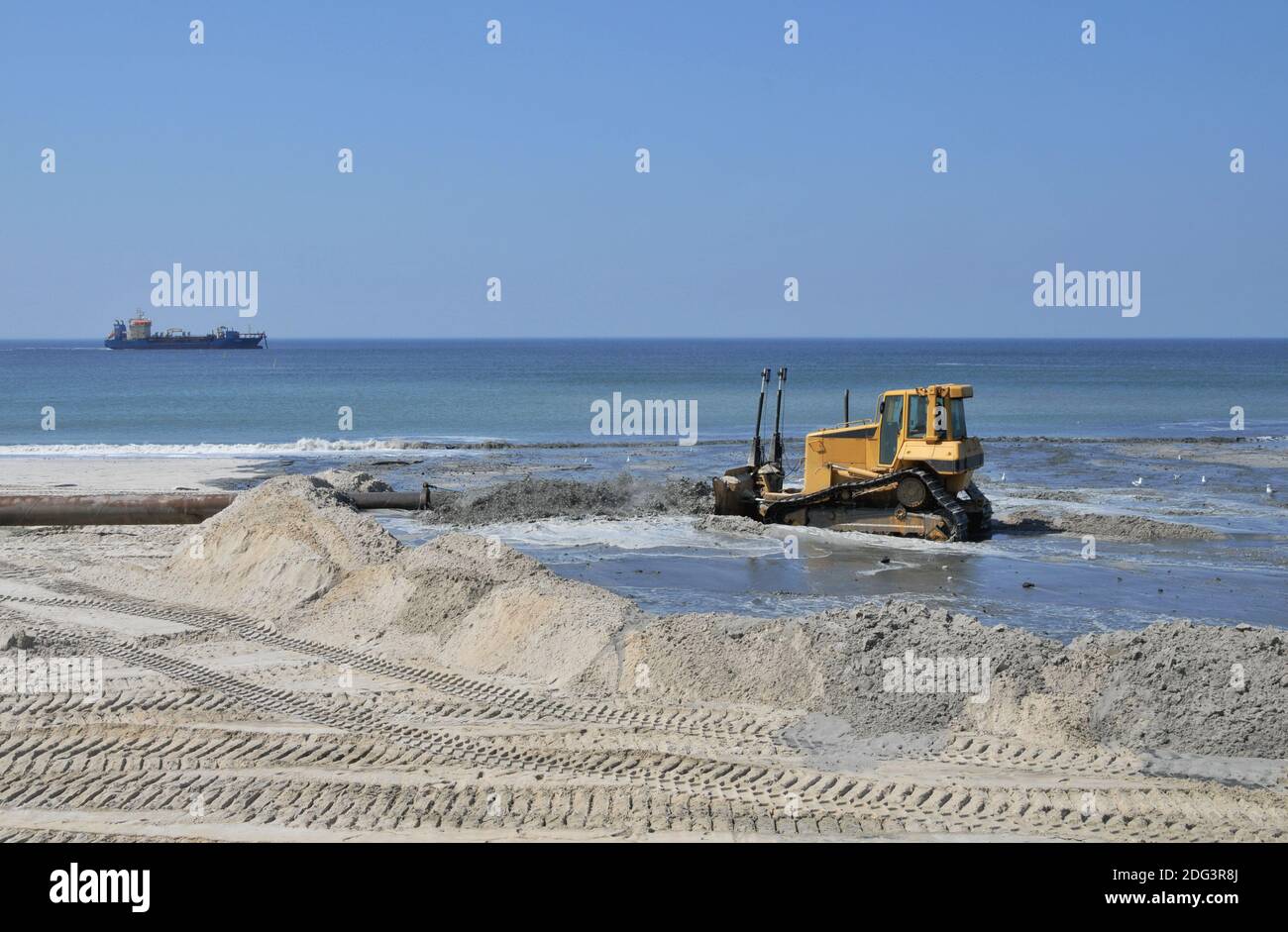 Beach nourishment Stock Photo