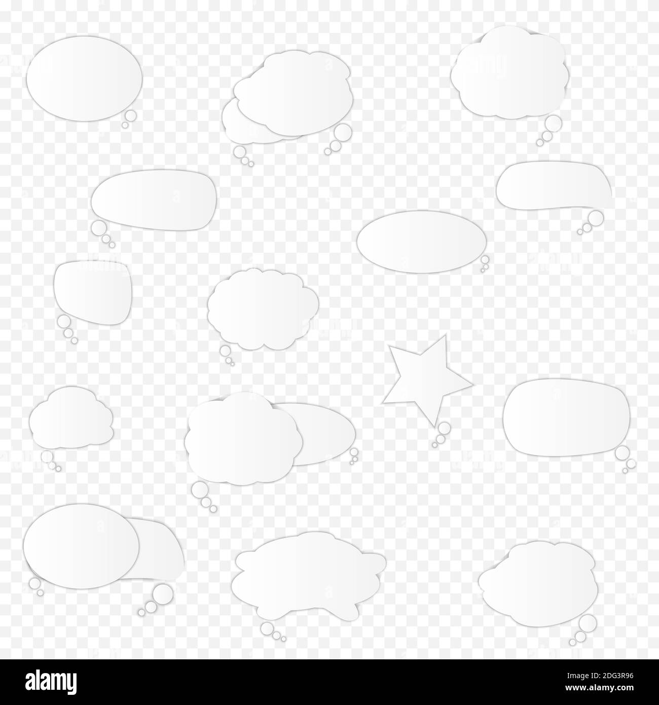 White blank retro speech bubbles set on transparent background ...