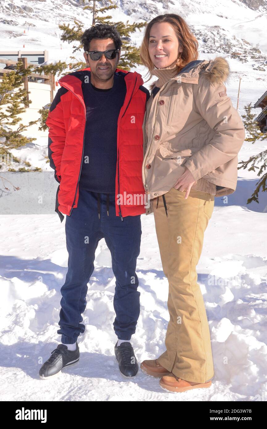 Jamel Debbouze and his wife Melissa Theuriau attending a photocall during  the 20th Alpe d'Huez