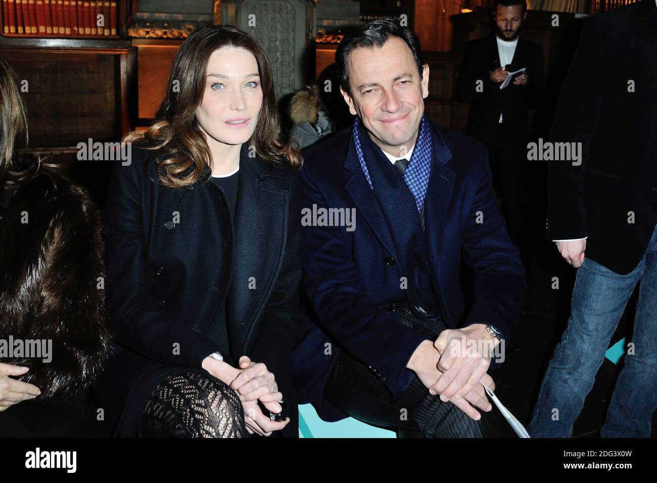 Carla Bruni-Sarkozy and Chief Executive of LVMH Fashion Group Pierre-Yves  Roussel attending the Givenchy Menswear Fall/Winter 2017-2018 show as part  of Paris fashion week in Paris, France on January 20, 2017. Photo