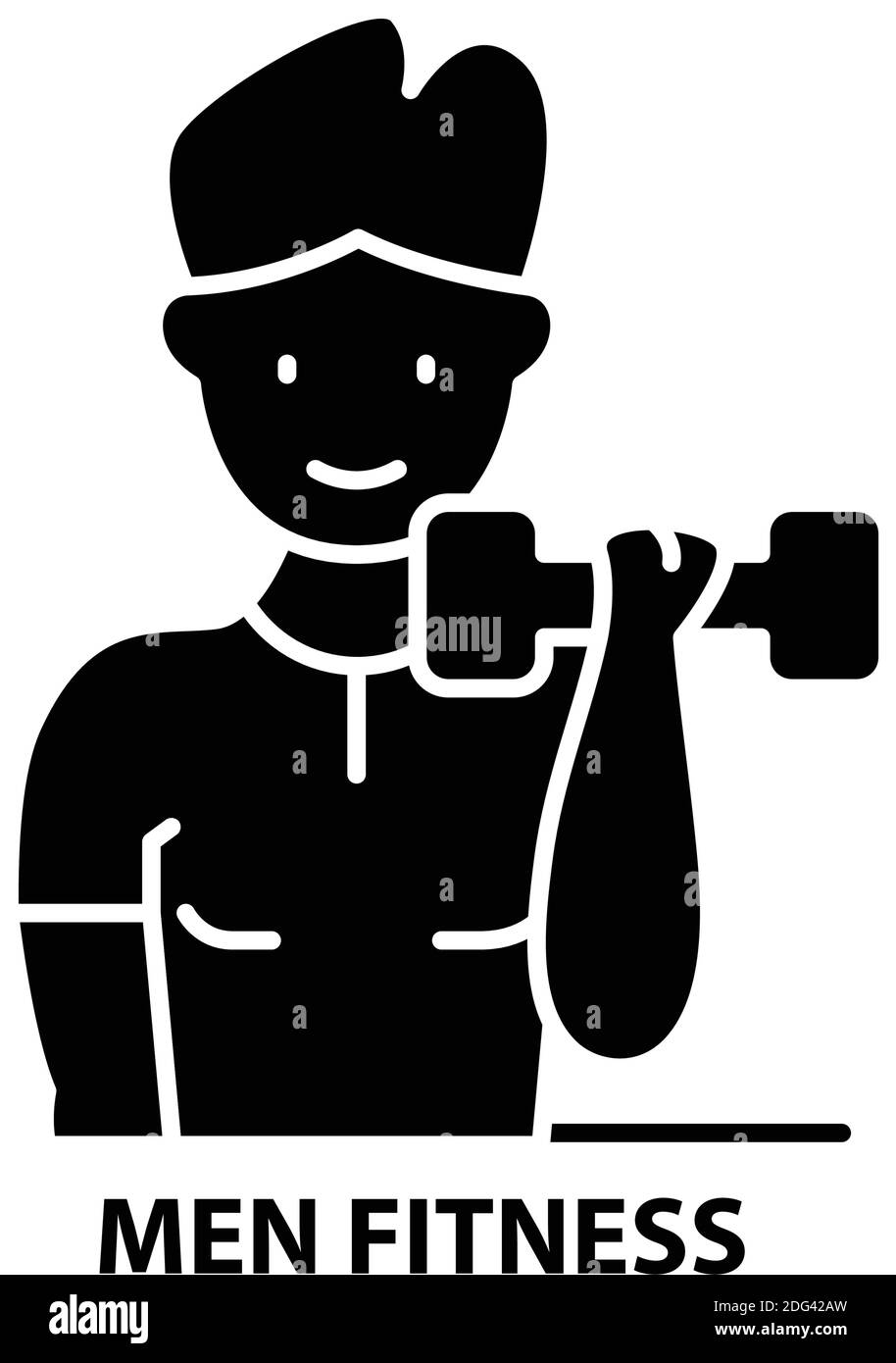 men fitness icon, black vector sign with editable strokes, concept ...
