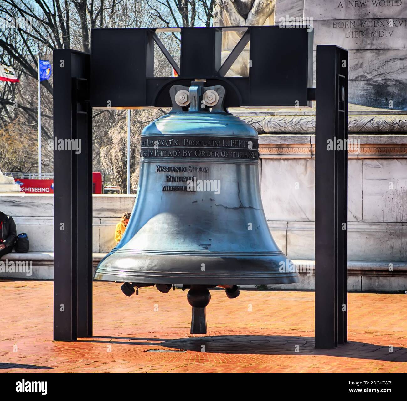 Liberty Bell replica in front of Union Station in Washington D.C. Stock Photo