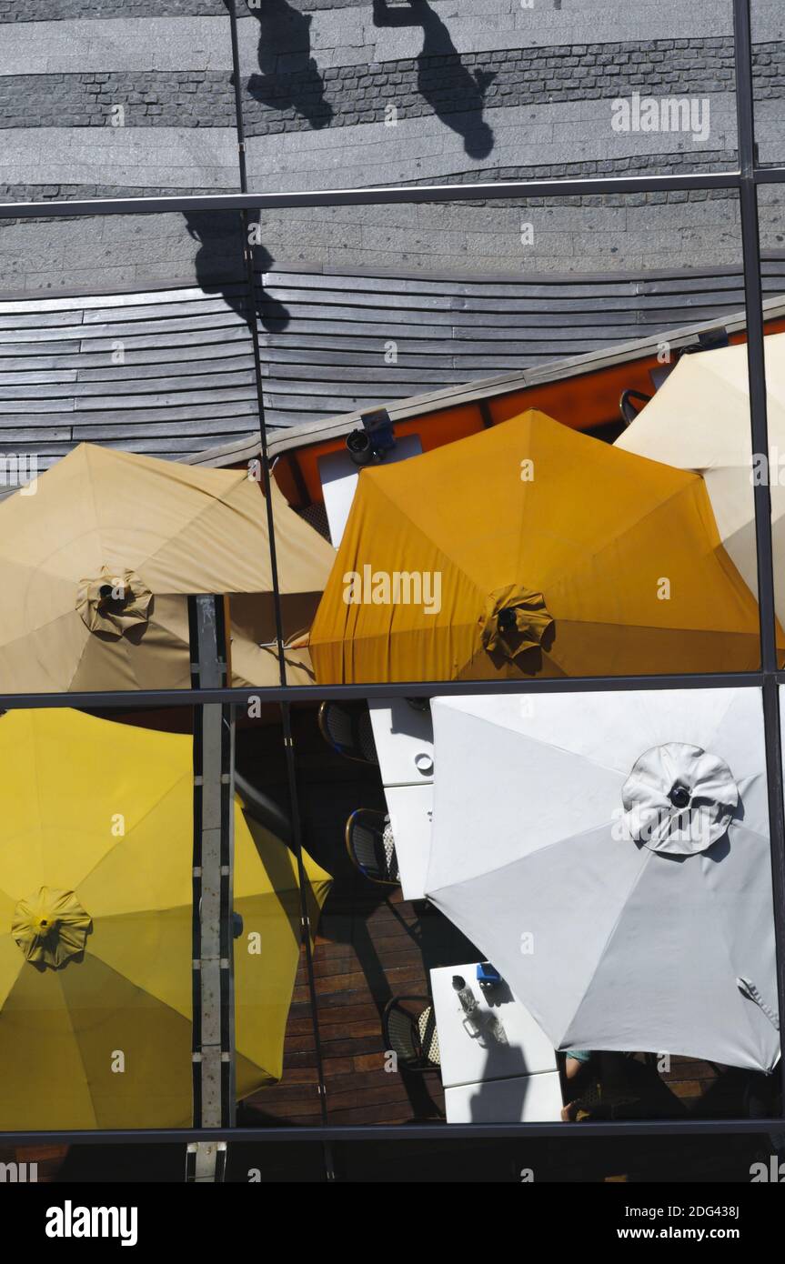 Abstract background of sunshade which are reflected in a glass facade