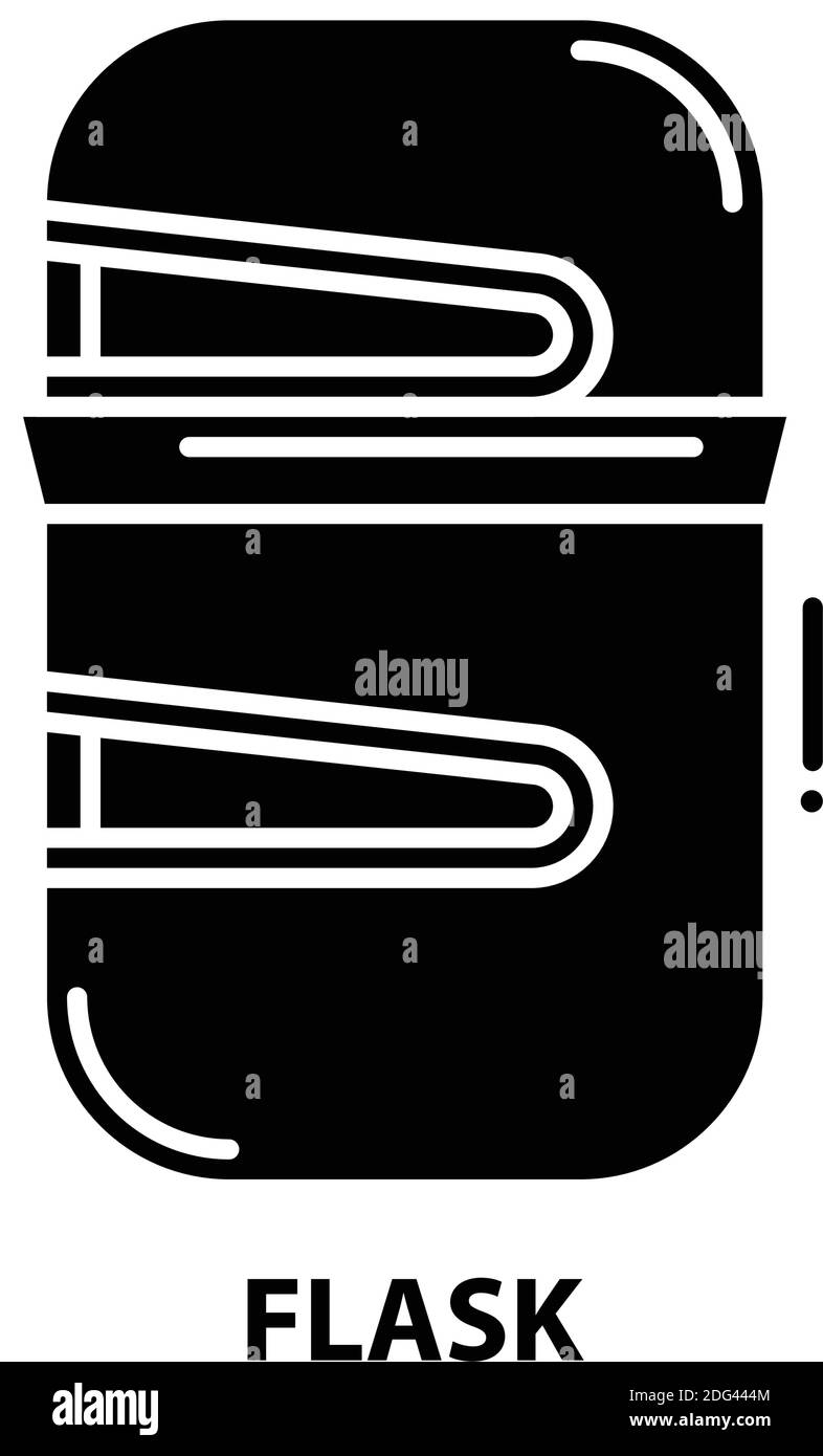 flask symbol icon, black vector sign with editable strokes, concept ...