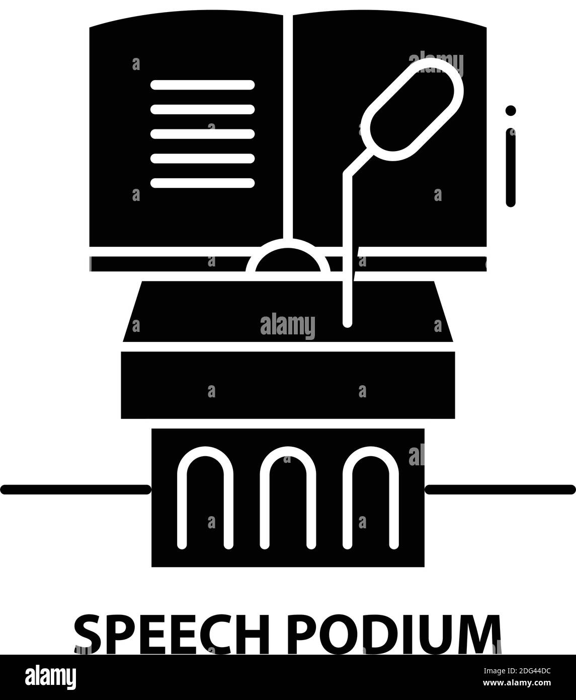 speech podium icon, black vector sign with editable strokes, concept illustration Stock Vector