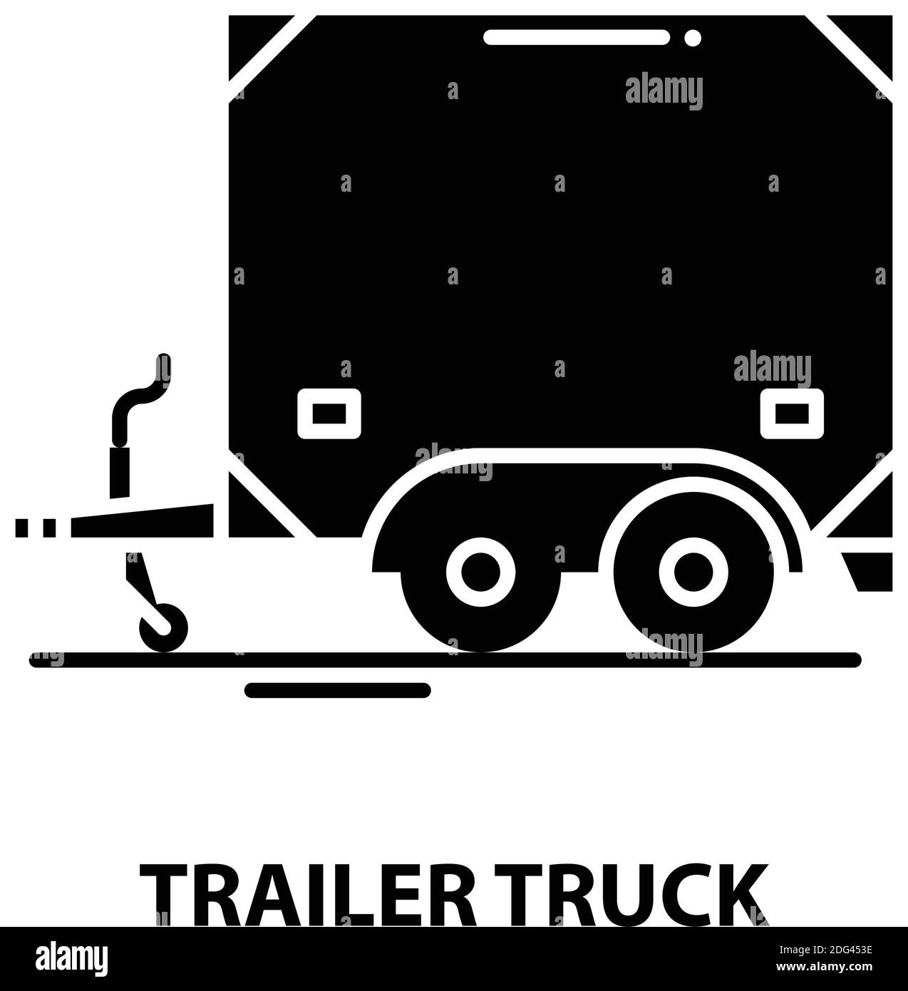 trailer truck icon, black vector sign with editable strokes, concept