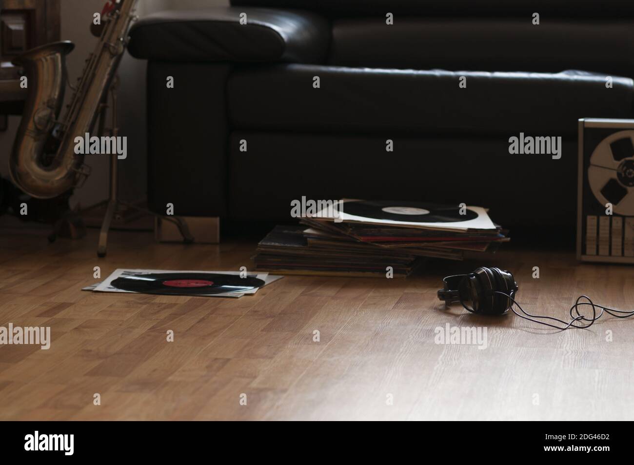 Lifestyle, Still Life with records, saxophone, tape recorder with