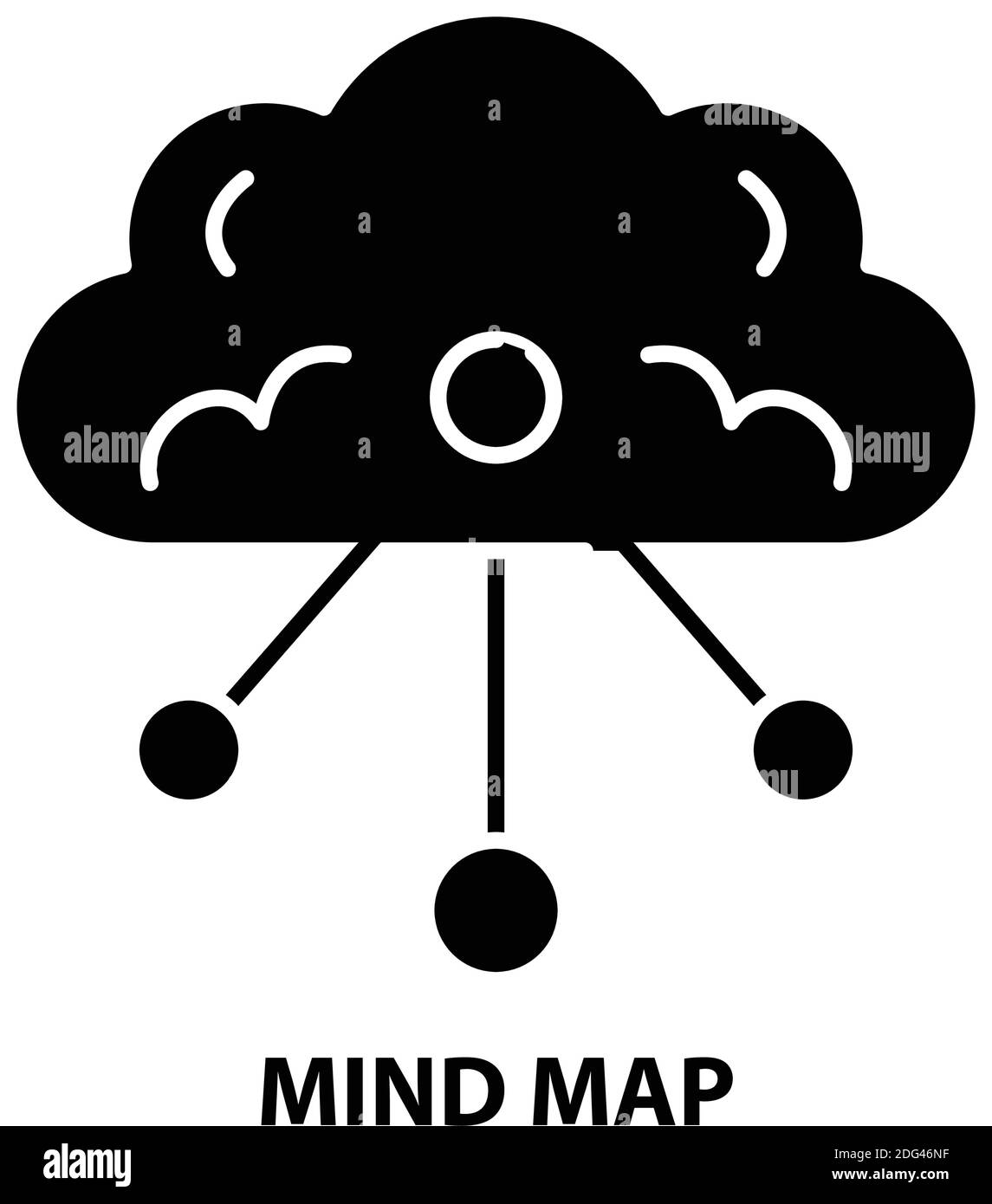 mind map icon, black vector sign with editable strokes, concept ...