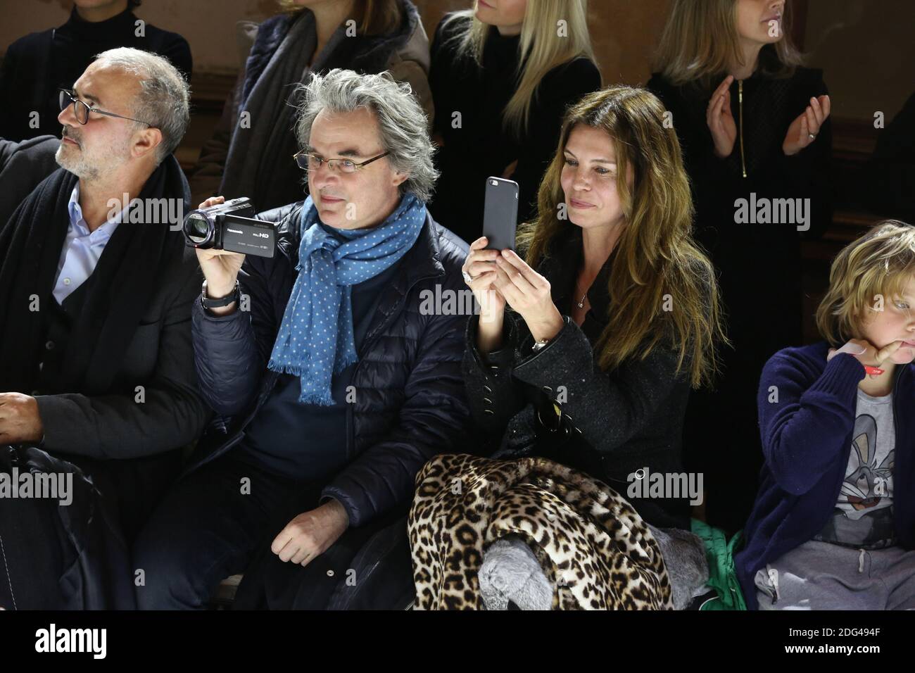 Jean-Christophe Grange and his wife attending the Bonpoint collection  Winter 2017 show as part of Paris Fashion Week on January 25, 2017 in  Paris, France. Photo by Jerome Domine/ABACAPRESS.COM Stock Photo -