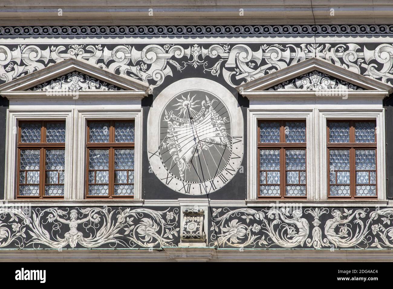Sundial at the Stallhof Dresden Stock Photo