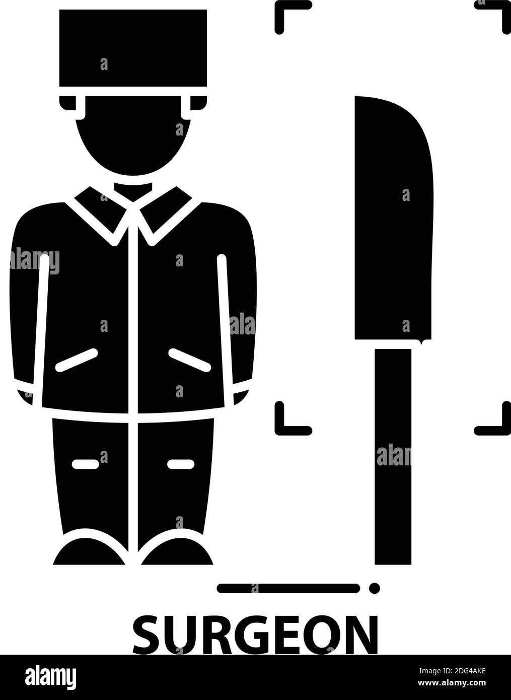 surgeon icon, black vector sign with editable strokes, concept illustration Stock Vector