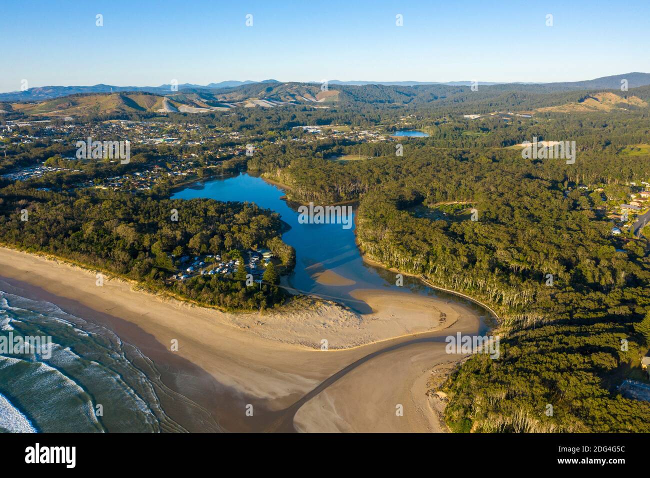 Lake Woolgoolga on the New South Wales, north coast, Australia Stock