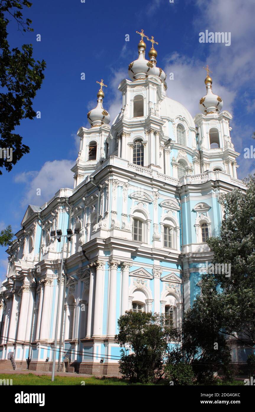 Smolny Cathedral in St. Petersburg Stock Photo