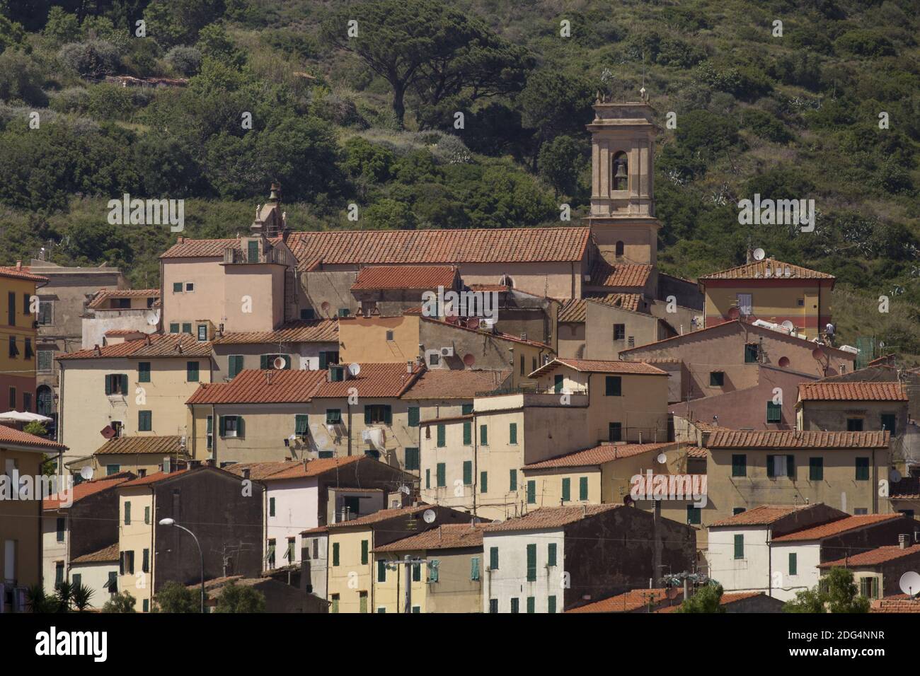 Rio nell Elba, village at a hill, Elba, Tuscany Stock Photo