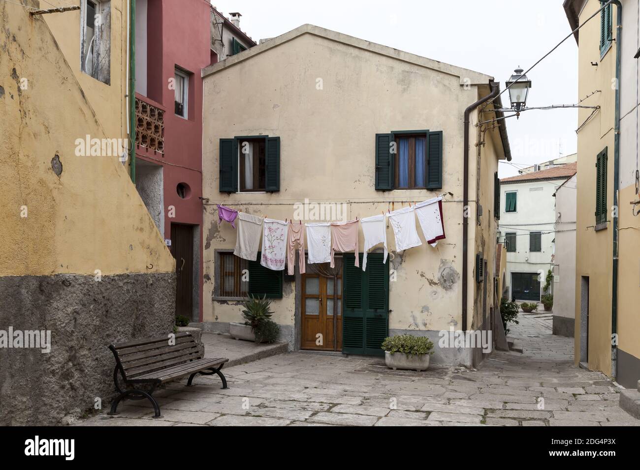 San Piero, old town lane, Elba, Tuscany, Italy Stock Photo