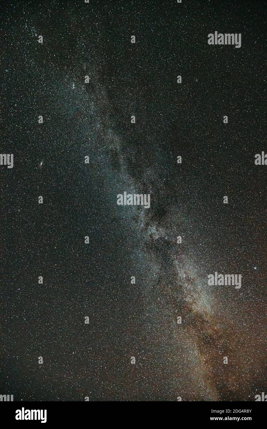 Milky Way Galaxy In Night Starry Sky With Glowing Stars. Dark Black ...