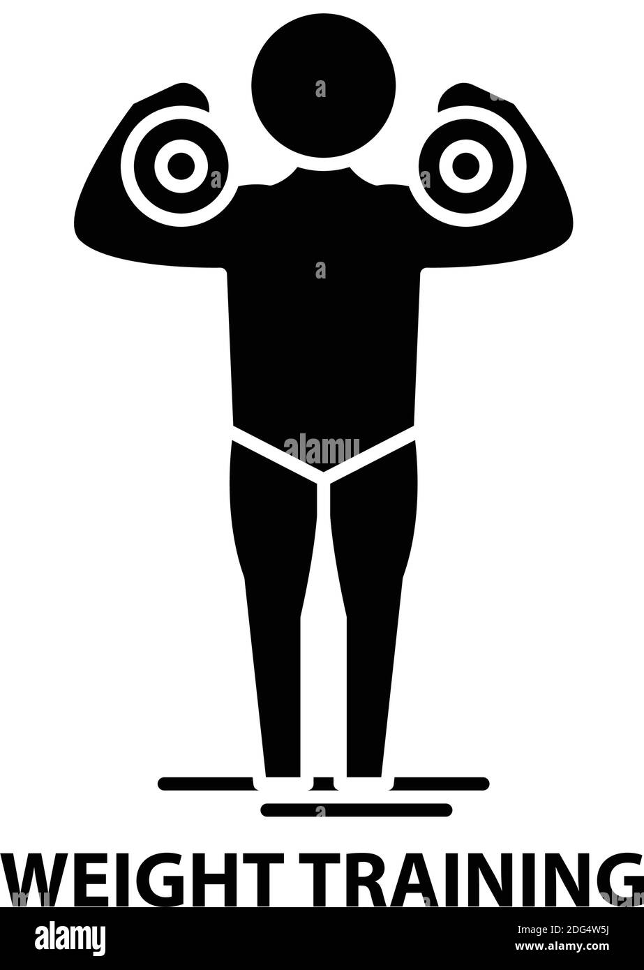 weight training icon, black vector sign with editable strokes, concept ...
