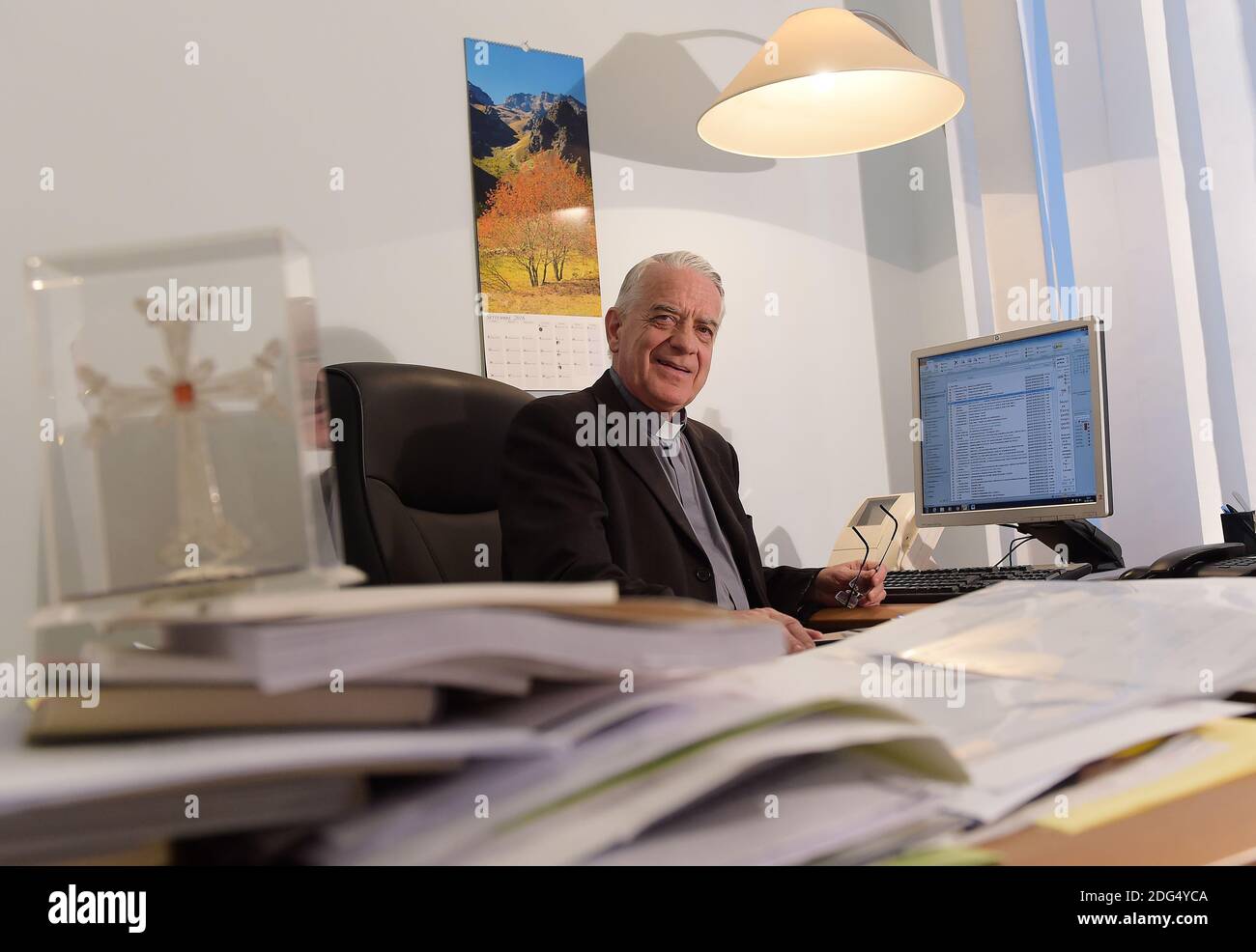 Father Federico Lombardi, new Chairman of the 'Joseph Ratzinger-Benedict  XVI Vatican Foundation' in his office at the Vatican on Sept.29, 2016.  Father Federico Lombardi, former director of the Vatican press office, a