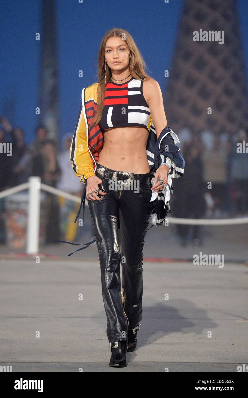 Gigi Hadid walks the runway at the TommyLand Tommy Hilfiger Spring Fashion Show on February 8, 2017 in Venice, Los Angeles, CA, USA. Photo By Lionel Hahn/ABACAPRESS.COM Photo - Alamy