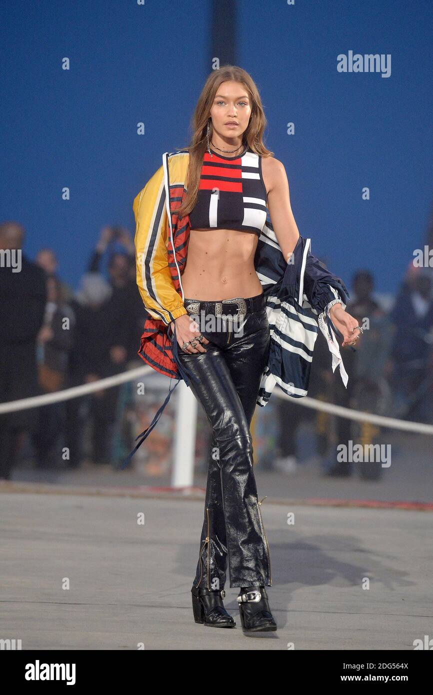 Gigi Hadid walks the runway at the TommyLand Tommy Hilfiger Spring Fashion Show on February 8, 2017 in Venice, Los Angeles, CA, USA. Photo By Lionel Hahn/ABACAPRESS.COM Photo - Alamy