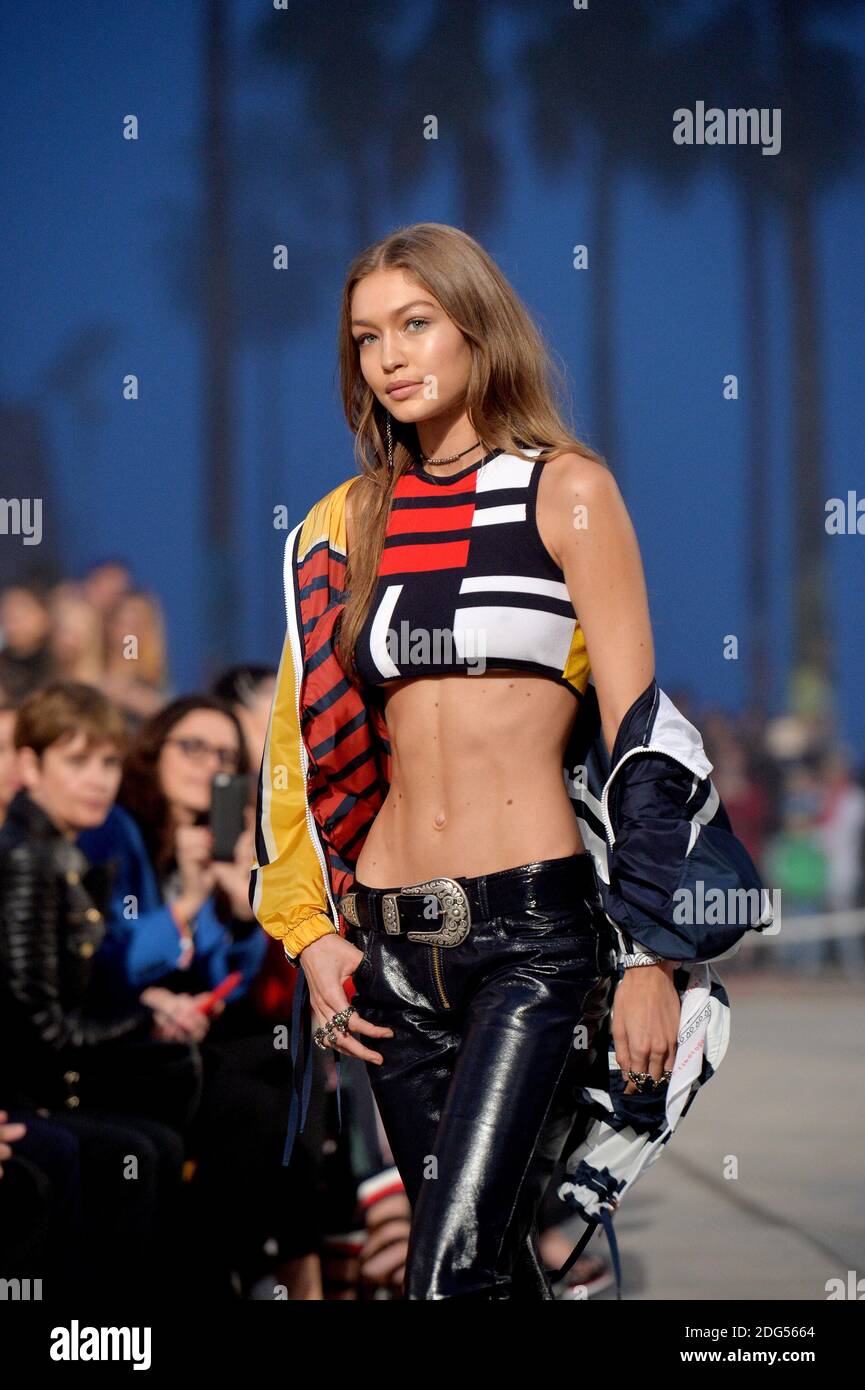 Gigi Hadid walks the runway at the TommyLand Tommy Hilfiger Spring 2017  Fashion Show on February 8, 2017 in Venice, Los Angeles, CA, USA. Photo By  Lionel Hahn/ABACAPRESS.COM Stock Photo - Alamy